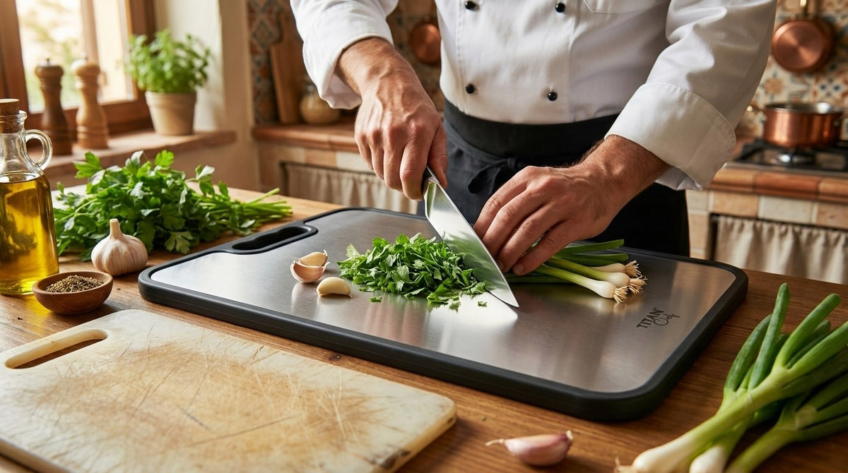 TitanChef stainless steel cutting board, microplastics and the gut microbiome