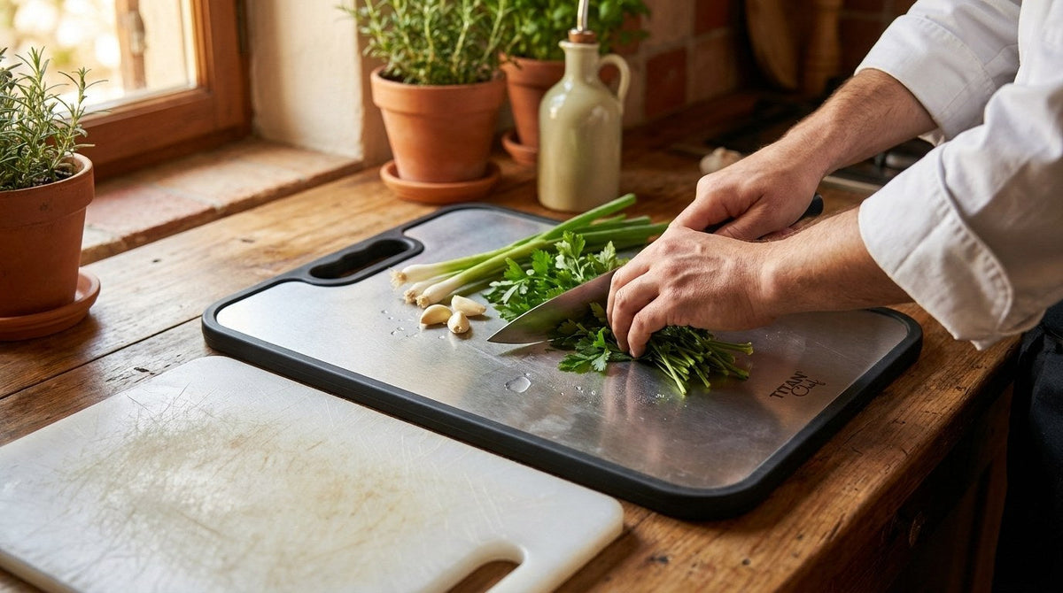 TitanChef stainless steel cutting board, microplastics and the baby immune system