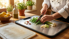 TitanChef Edelstahl-Schneidebrett, Mikroplastik durch tägliches Schneiden auf Kunststoffbrettern